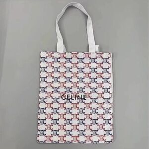 Authentic CELINE Novelty Tote Bag Triomphe Navy White Red Limited Edition S Size